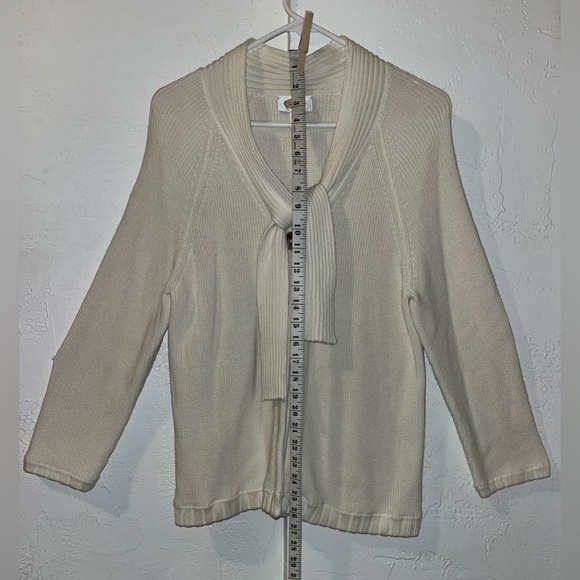 Talbots Cream Colored One Button Cardigan Sweater with Long Sleeves - Picture 6 of 11